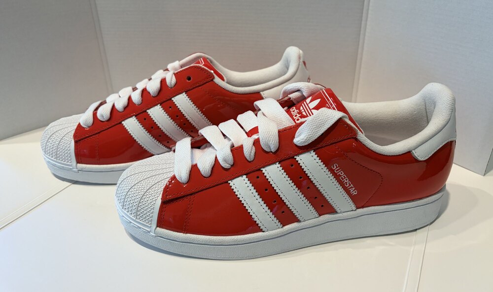 Adidas Superstar Sneakers Red White Shell Toe Size 8.5 Retro EUC